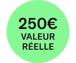 Pastille verte ronde indiquant une valeur monétaire.